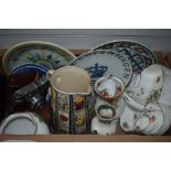 A Royal Copenhagen display plate, a Coalport 'Strawberry' scalloped basket tray with jug and sugar