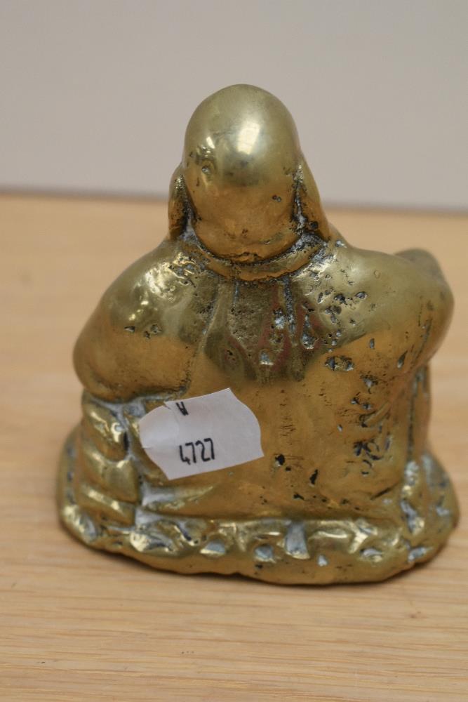 A vintage cast brass Hotei Buddha figure. - Image 2 of 2