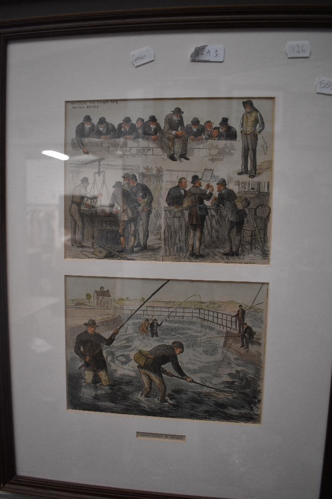 Three vintage framed and glazed prints, of fishing and angling related interest. - Image 4 of 4