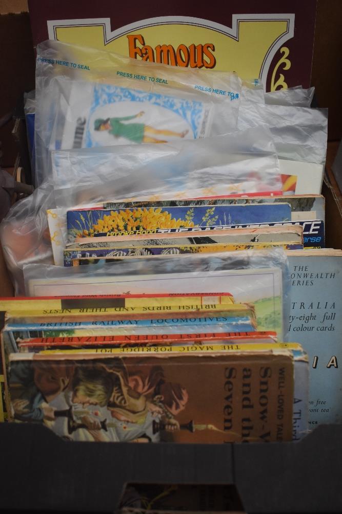 BOX OF TRADING CARDS BY SETS IN ALBUMS ALONG WITH RANGE OF LADYBIRD BOOKS Box with ranges of Trade