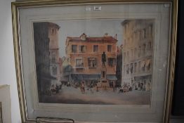 A.W. Brown (19th/20th Century), coloured print, A Venetian piazza scene, signed in pencil to the