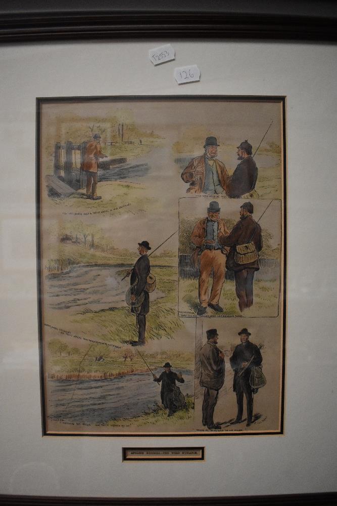 Three vintage framed and glazed prints, of fishing and angling related interest. - Image 2 of 4