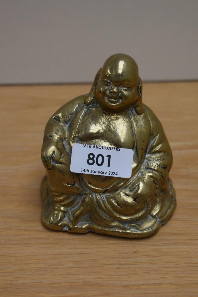 A vintage cast brass Hotei Buddha figure.