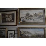 Three framed and glazed prints, two farm yard scenes, after Alan Ingham and a signed print '