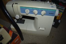 A vintage Brother VX 1300 sewing machine and manual.