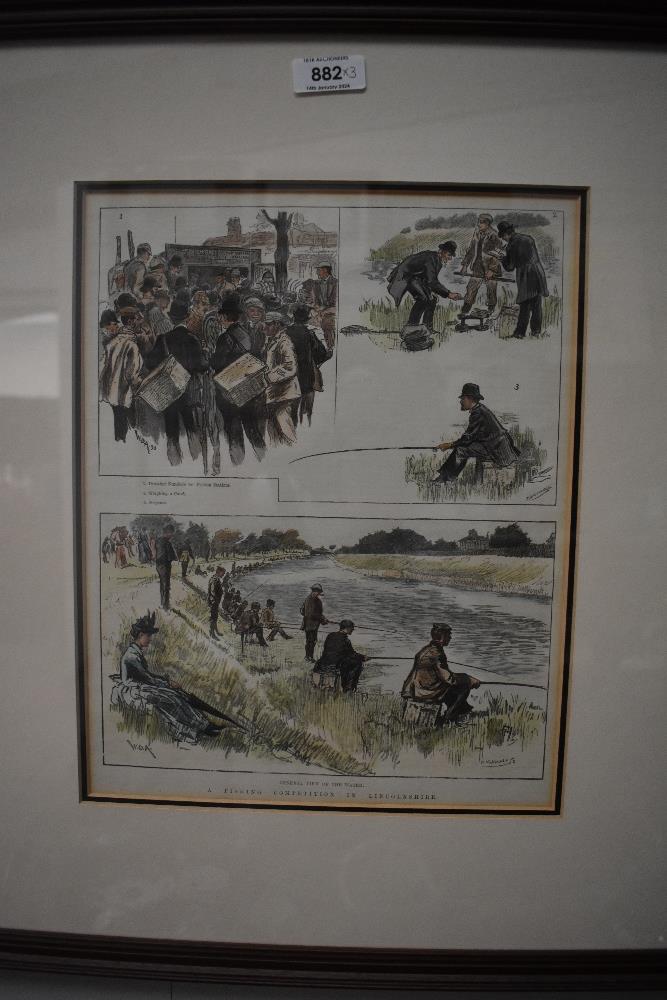 Three vintage framed and glazed prints, of fishing and angling related interest. - Image 3 of 4