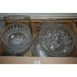 A selection of assorted cut and pressed glass dishes and bowls etc.