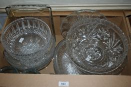 A selection of assorted cut and pressed glass dishes and bowls etc.