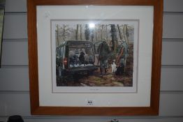 A framed and glazed print, 'The late drive' after Brian Jovey.