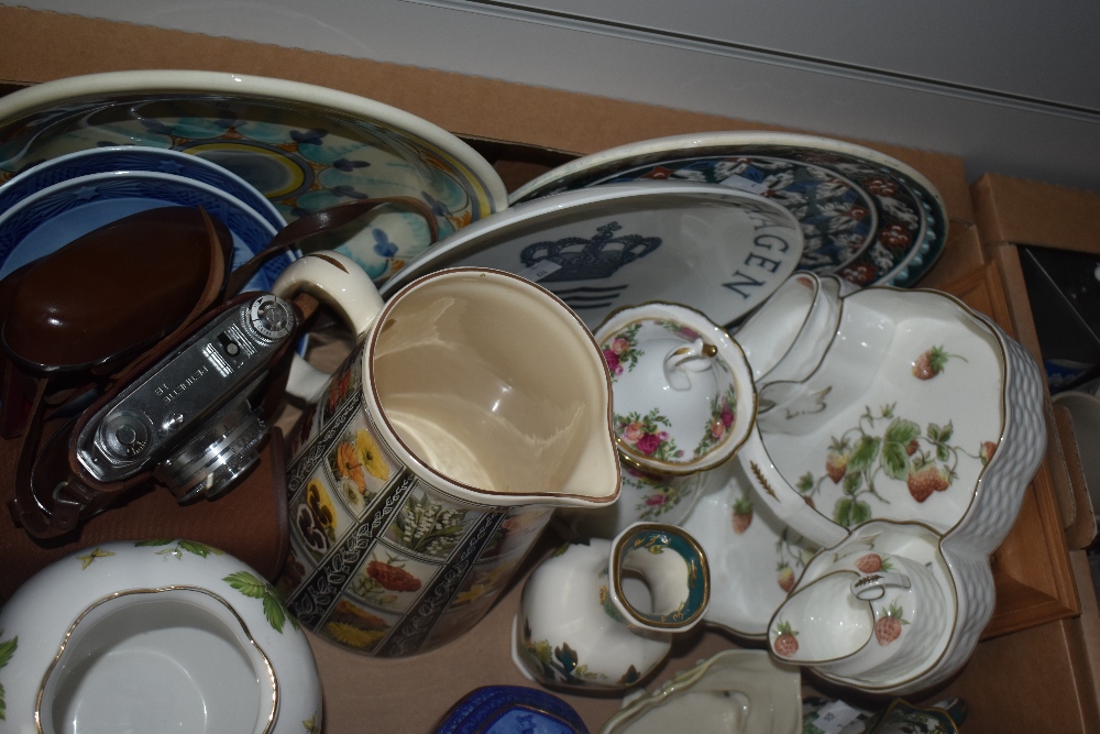 A Royal Copenhagen display plate, a Coalport 'Strawberry' scalloped basket tray with jug and sugar - Image 2 of 2