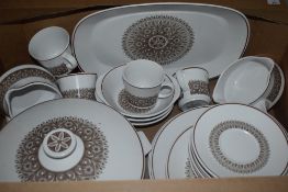 A 1970's Noritake Progression China part tea dinner service having brown concentric pattern (26