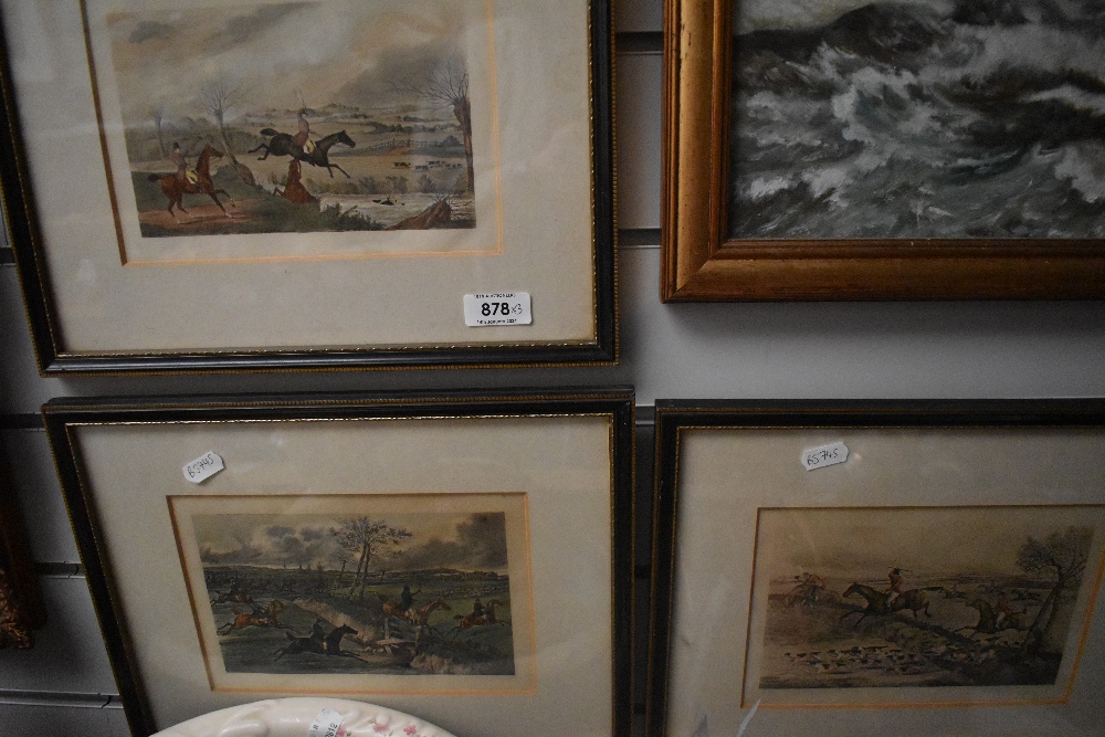 Three vintage framed and glazed prints, of hunting interest.