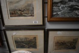 Three vintage framed and glazed prints, of hunting interest.