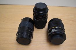 Three various lenses. A JC Penney 1:2,8 135mm, a Prinzflex Auto Reflex 1:2,8 135mm and a Photax