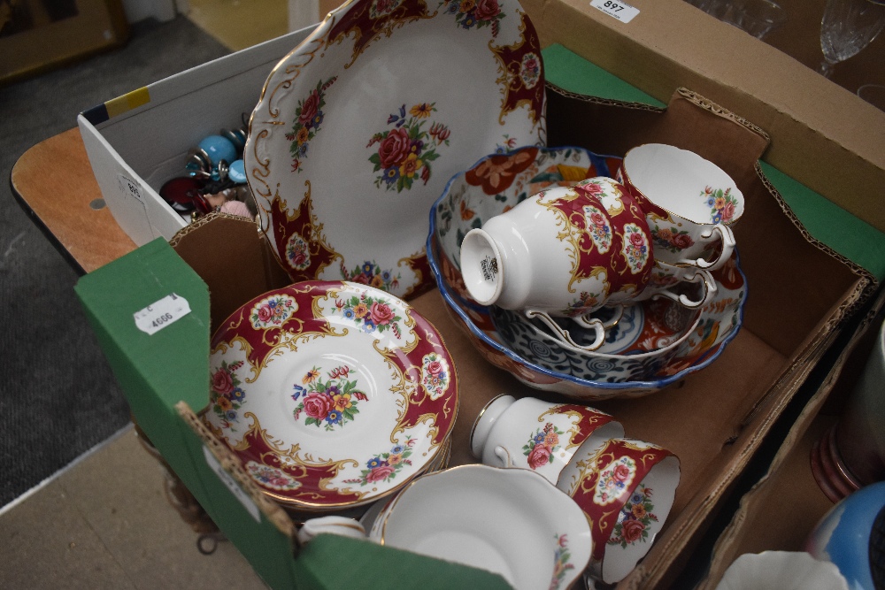 A Paragon Lady Carlyle style part tea service (21 pieces approx), and two Oriental Imari style