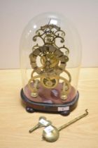 A Victorian Hatfield & Hall skeleton mantel clock, having a silvered Roman chapter ring, single