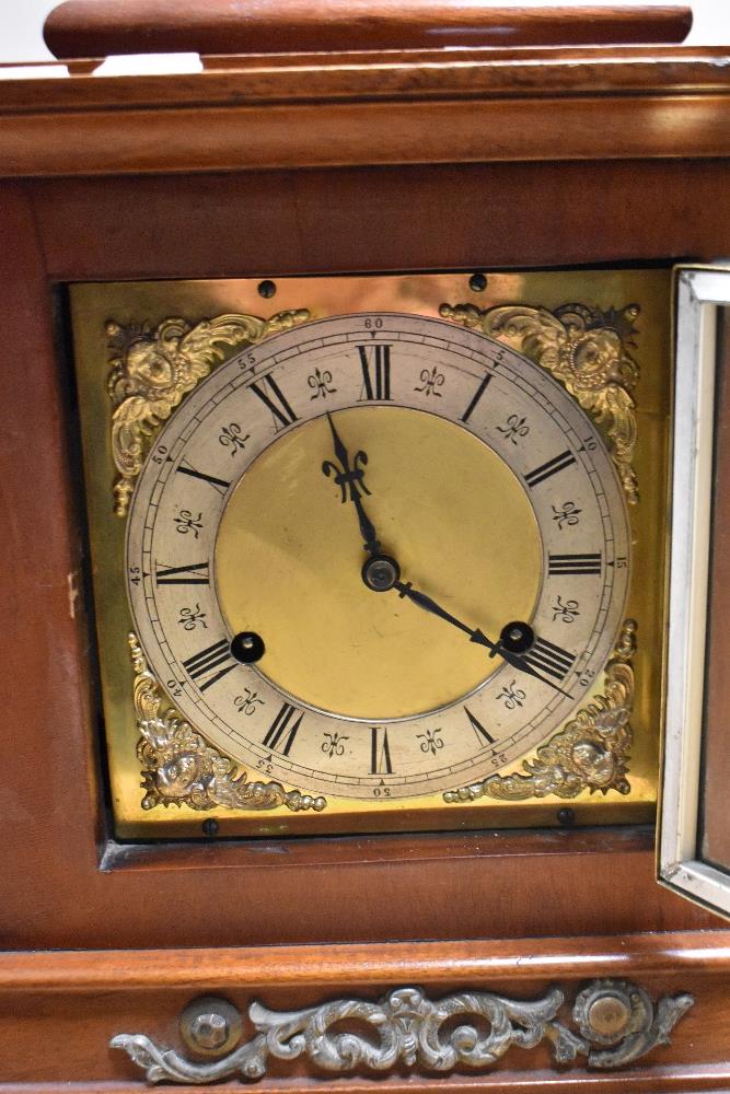 A late Victorian mahogany bracket style clock, the case having decorative gilt mounts and - Image 2 of 6