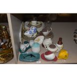 A selection of ceramics, including Poole pottery pin dishes with dolphin decoration, Carlton ware