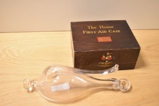 A vintage hand blown glass water barometer and a Boots First Aid Case