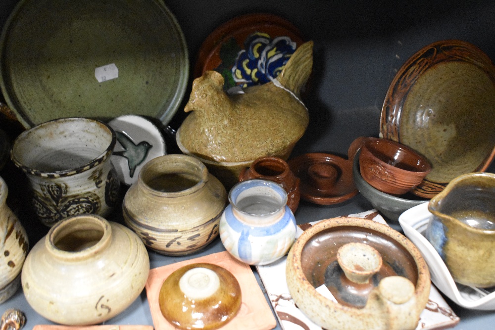 An assorted collection of studio pottery, including vases, beaker, goblet, lidded tureen, novelty - Image 3 of 8