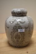 A 19th/20th Century crackle glazed ginger jar with cover, decorated in a Neoclassical style