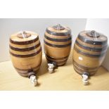 A group of three 19th Century Doulton Lambeth salt glazed spirit barrels, each with ceramic