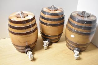A group of three 19th Century Doulton Lambeth salt glazed spirit barrels, each with ceramic
