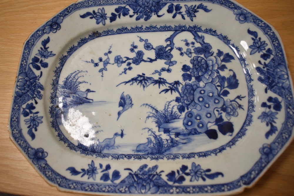 A 19th Century Chinese Export blue and white transfer printed ashette, decorated with birds and - Image 2 of 4