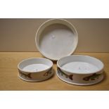 Three early 19th Century porcelain char dishes, of graduating sizes, and decorated with transfer