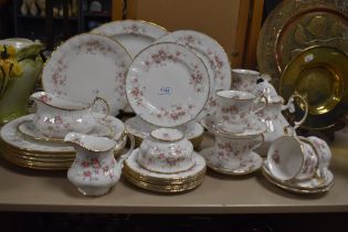 A large collection of Royal Albert, Paragon, Victoriana rose dinner service, including plates,
