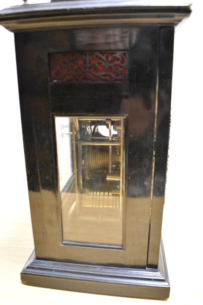 A late 17th Century ebonised bracket clock, John Clowes of London, the case having a caddy top, - Image 7 of 24