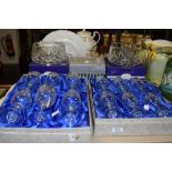Two boxes of Edinburgh crystal wine glasses, two Royal Doulton fruit bowls and a Waterford