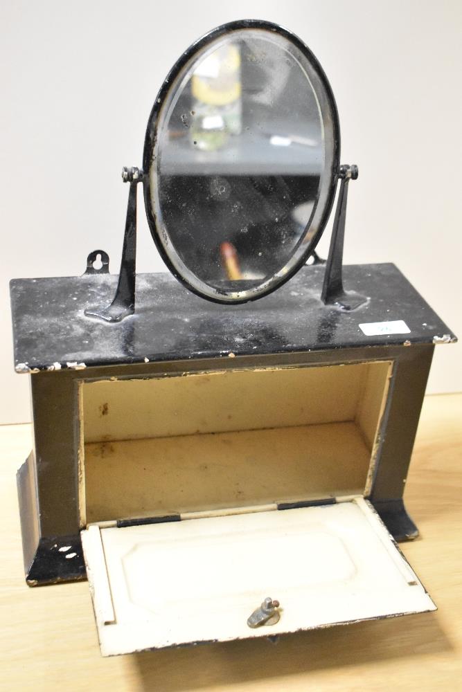 An early 20th century painted steel mirrored shaving stand, manufactured by Sohosan, measuring - Image 2 of 2