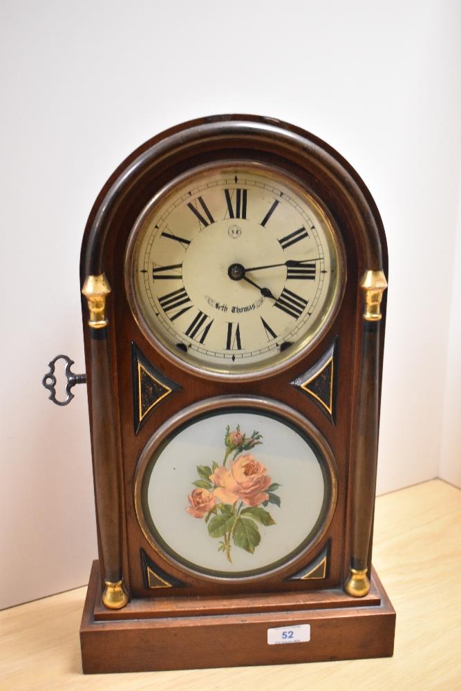 A 20th Century mahogany cased American mantel clock, by Seth Thomas of Connecticut, the domed case