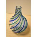 A Murano Archimede Seguso art glass vase, with a swirl design, and measuring 18cm tall