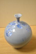 A 20th Century Italian blue and crystalline glazed vase, possibly Chiminazzo, measuring 18cm tall