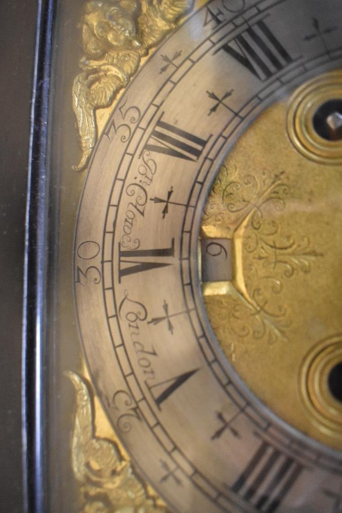 A late 17th Century ebonised bracket clock, John Clowes of London, the case having a caddy top, - Image 9 of 24