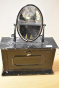 An early 20th century painted steel mirrored shaving stand, manufactured by Sohosan, measuring
