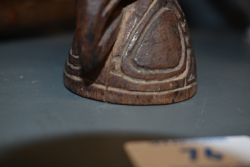 An assorted collection of primitive African tools and carvings, including a hardwood club - Image 9 of 13