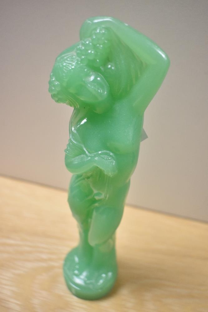 An Art Deco uranium glass figural ornament, possibly Jobling & Co., measuring 25cm tall, two Bristol - Image 2 of 2