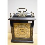 A late 17th Century ebonised bracket clock, John Clowes of London, the case having a caddy top,