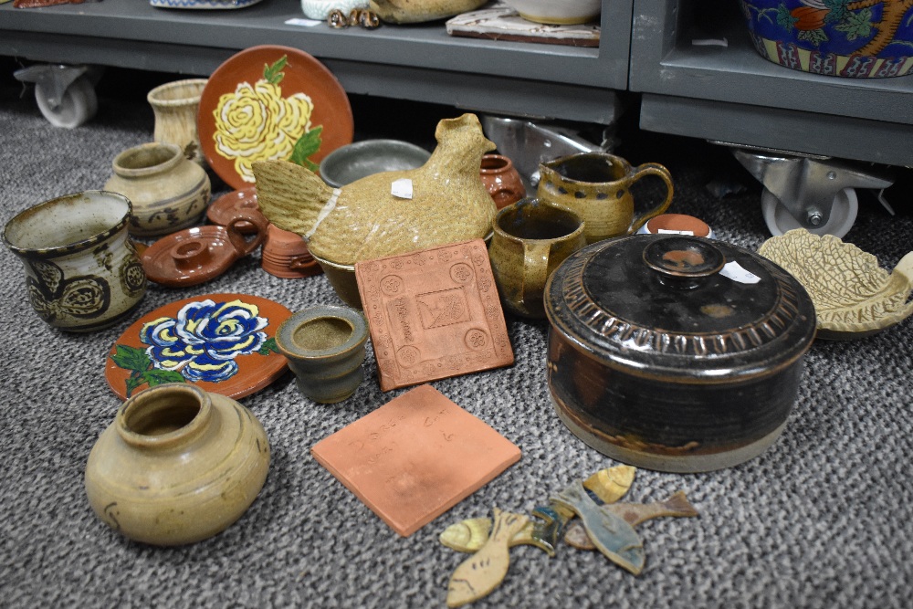 An assorted collection of studio pottery, including vases, beaker, goblet, lidded tureen, novelty - Image 4 of 8