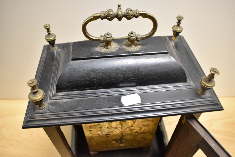 A late 17th Century ebonised bracket clock, John Clowes of London, the case having a caddy top, - Image 6 of 24