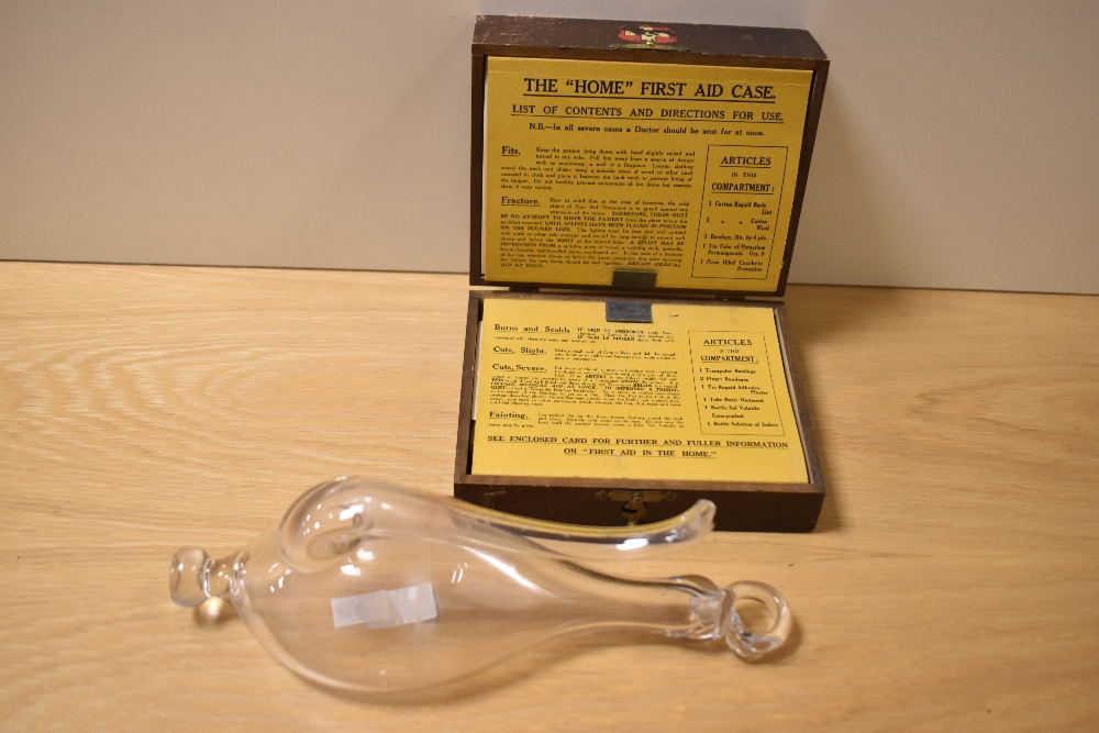 A vintage hand blown glass water barometer and a Boots First Aid Case - Image 2 of 3