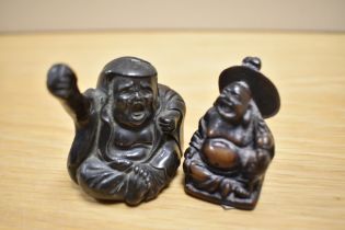 Two Chinese cast resin Buddha figures, the largest measures 5cm tall