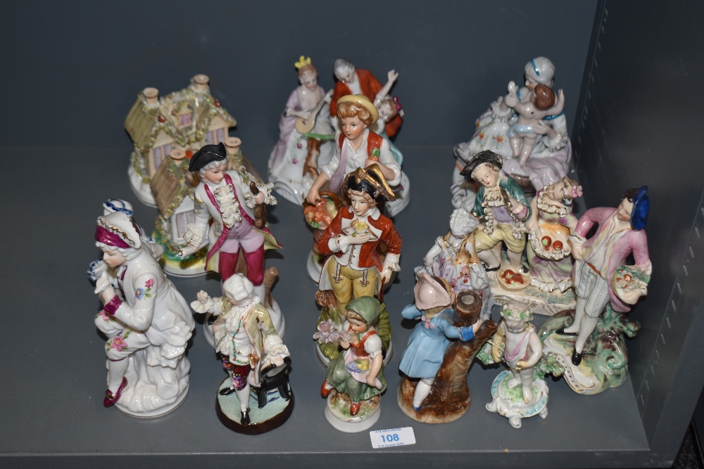 An assorted collection of 19th/20th Century continental porcelain figural and cottage ware