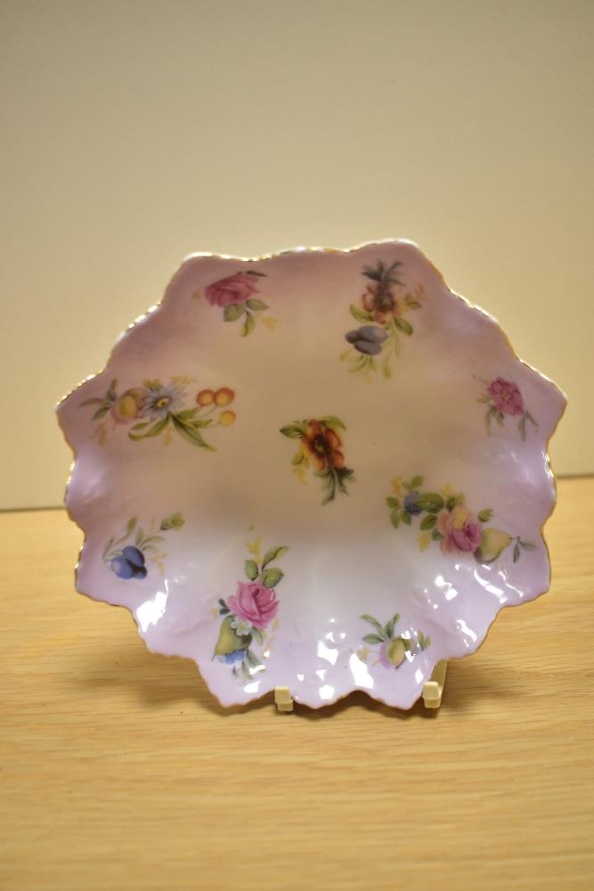 A collection of mid-20th Century Czechoslovakian floral saucers, or dessert dishes, with shaped - Image 2 of 3