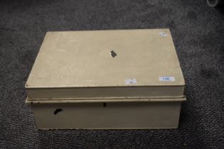 A vintage cream painted strong box, measuring 17cm x 38cm x 28cm
