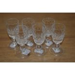 Six Waterford crystal sherry glasses in the Coleen style.