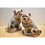A pair of Staffordshire late 19th Century style Scottish Bo'ness pottery pugs, having glass eyes,